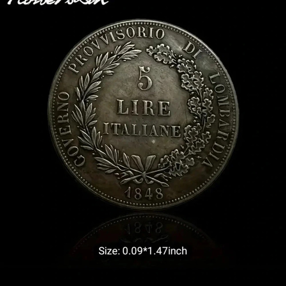 Italian Republic 1848 Antique Hobo Coin Italy State 5 Coin..NWT - Picture 6 of 6